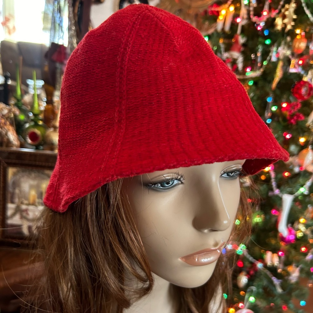 Vintage Red Chenille Bucket Hat - Picture 2 of 8